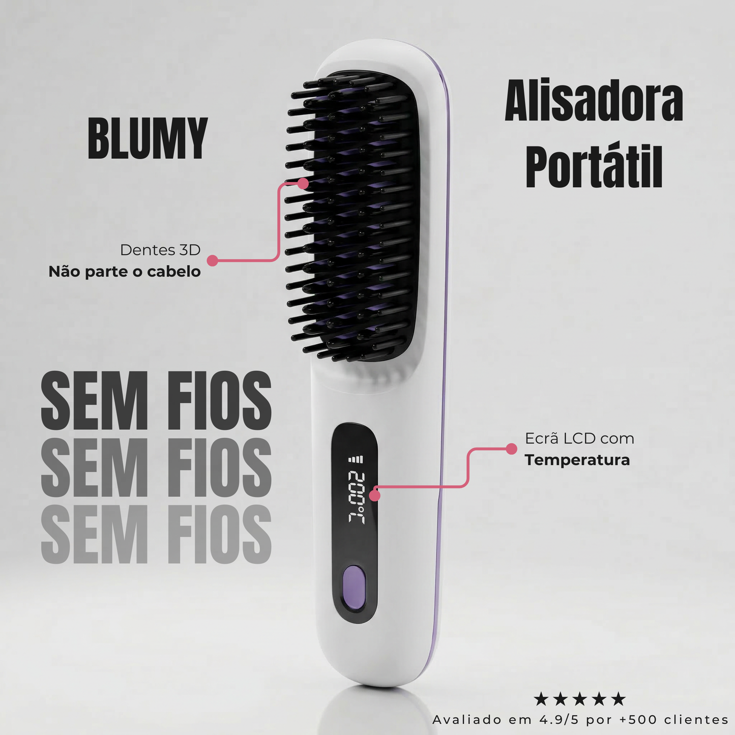 BLUMY Escova Alisadora Sem Fios